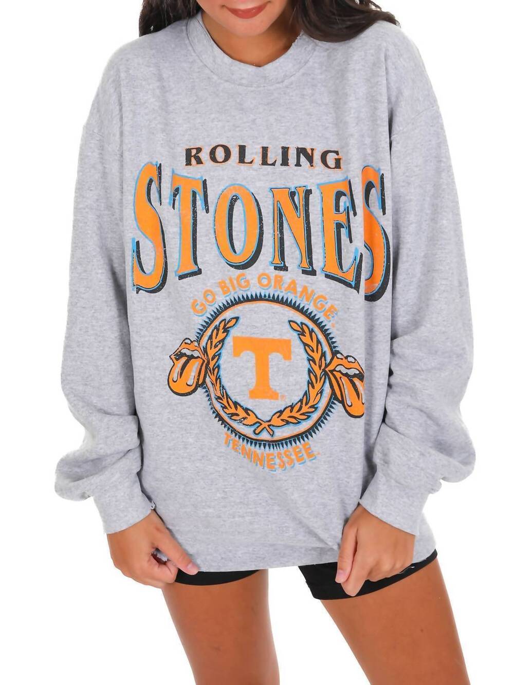 NEW LIVY LU women's volunteers college seal thrifted sweatshirt in gray